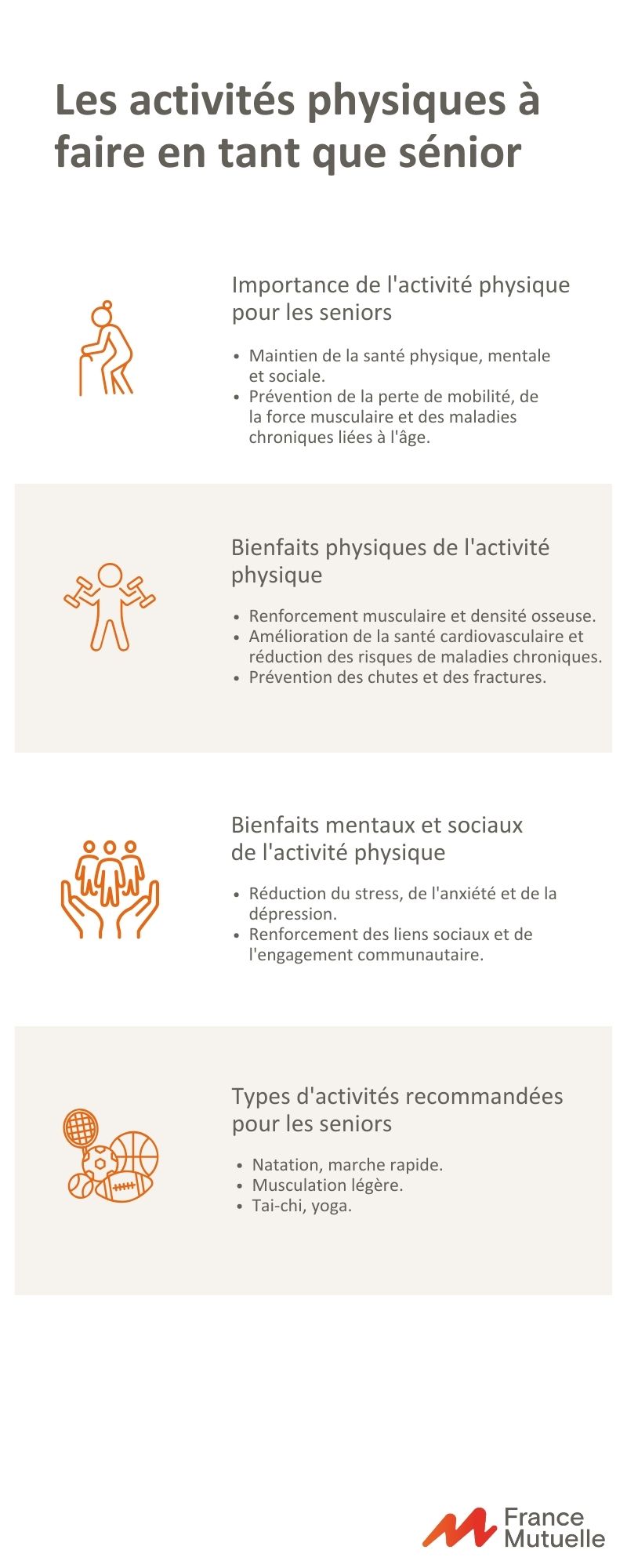 Infographie sur les activités physique pour les séniors